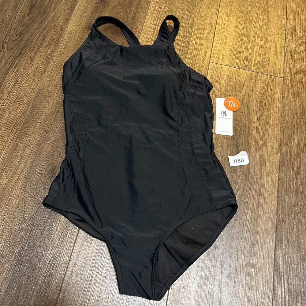 Attracosports: Womens Black 1 Piece Swimsuit, NWT, Size M